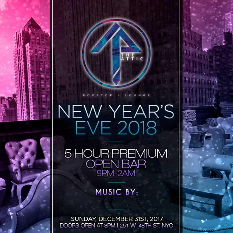 Times Square New Years Eve at The Attic Rooftop (FKA XVI) NYC New