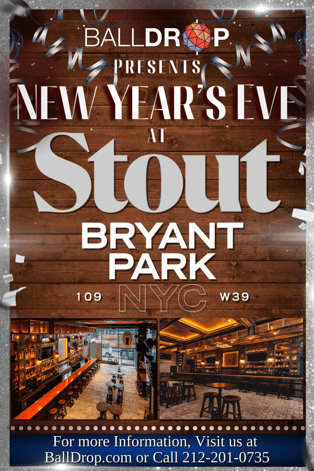 Times Square New Years Eve at Stout Bryant Park NYC NYC New Years Eve